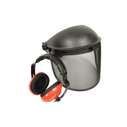 Visière de protection grillagé avec casque anti-bruit
