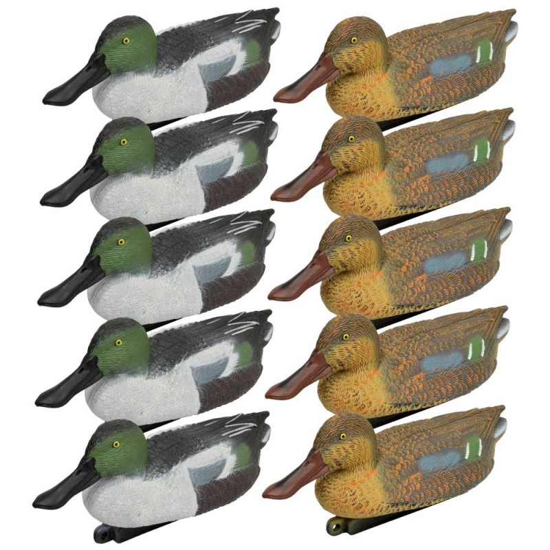 Pack 10 appelants souchets moussés – 5 mâles et 5 femelles pour la chasse au gibier d’eau Pack 10 appelants souchets moussés – 5 mâles et 5 femelles pour la chasse au gibier d’eau